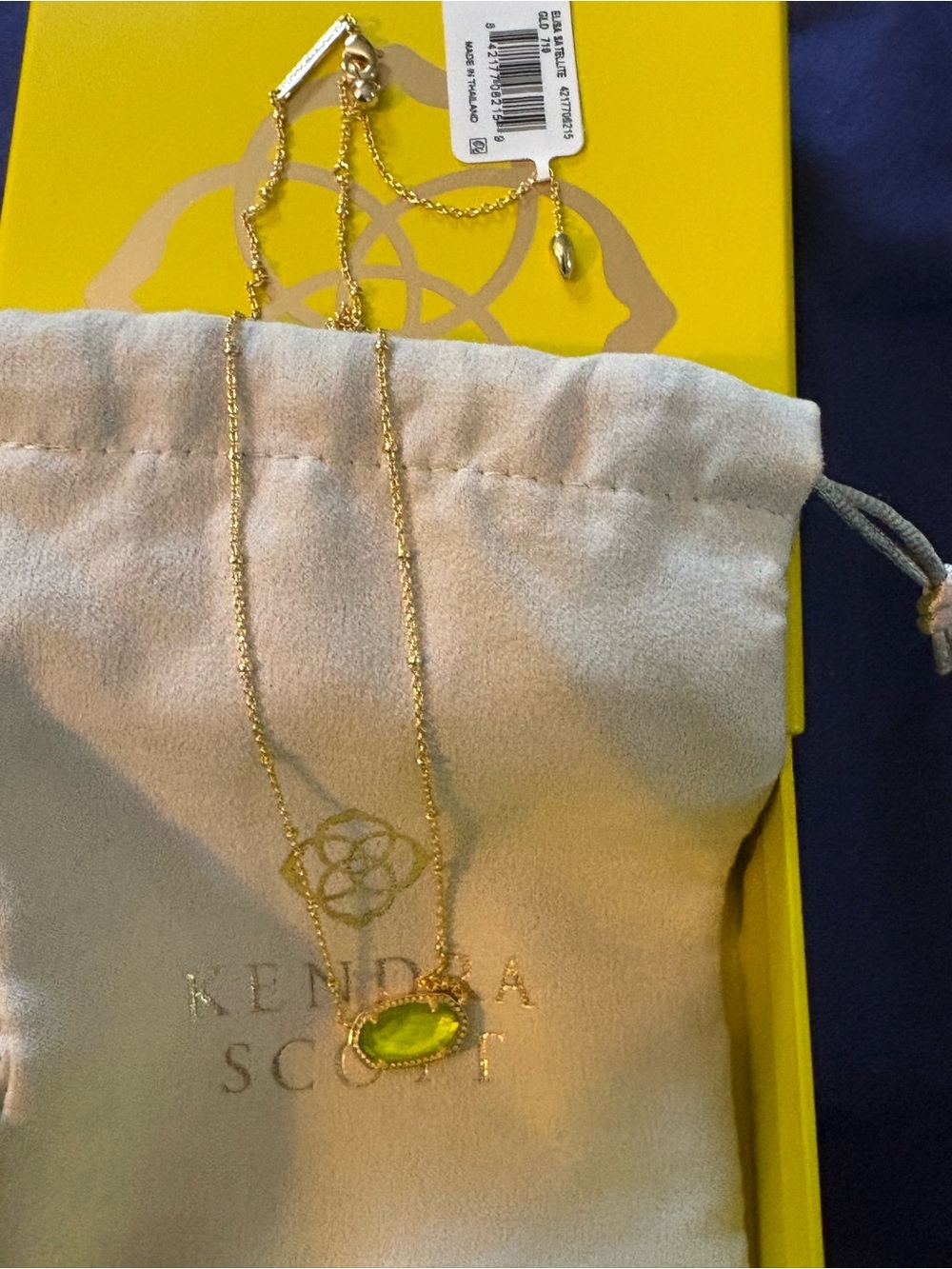 Kendra Scott Elisa Gold Necklace in light green